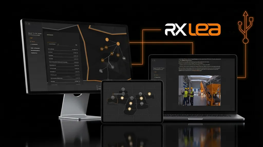 RXLea-Lernplattform auf Monitor, Tablet und Laptop