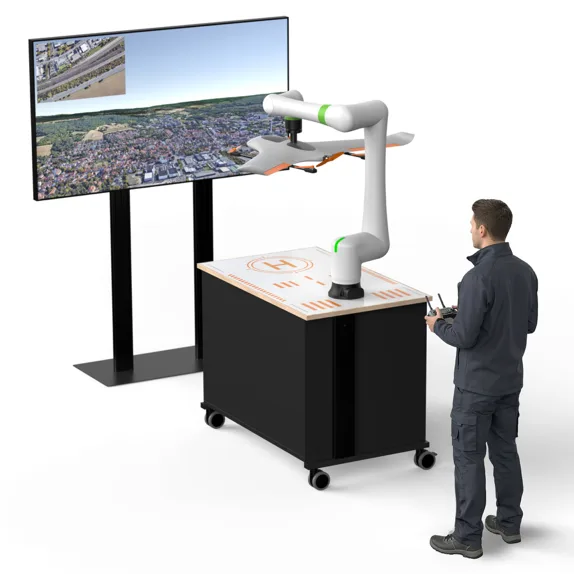 Drohne am Roboterarm